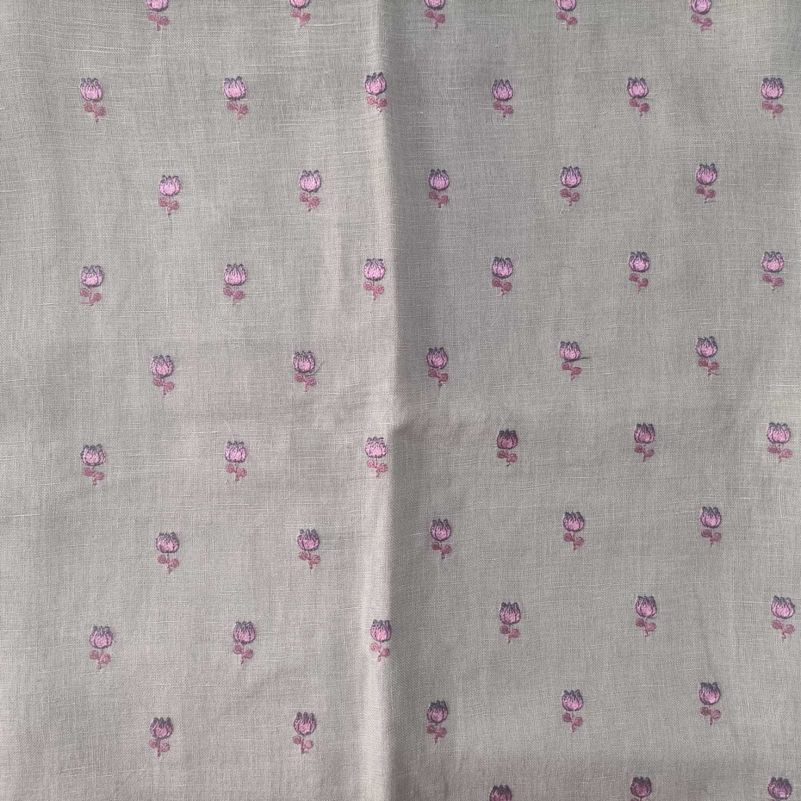 GREY BIEGE- PREMIUM LINEN EMBROIDERED SUIT SET