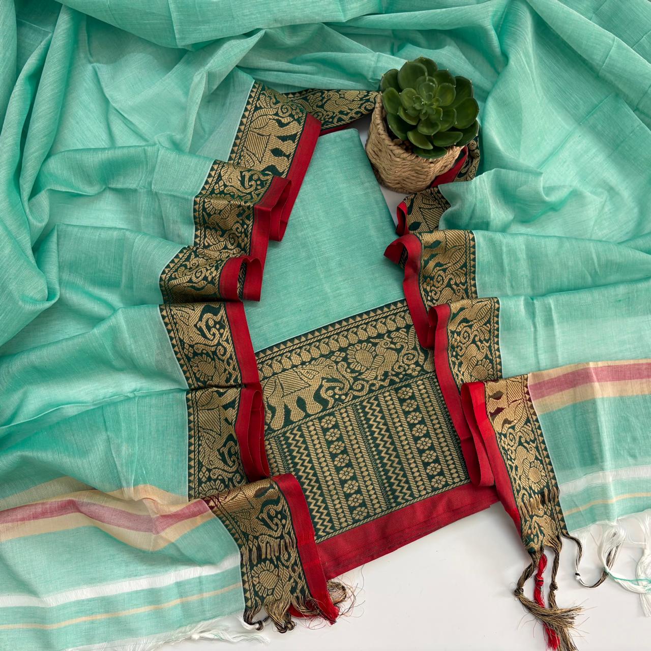 SEA GREEN - NARAYANPET COTTON SUIT SET