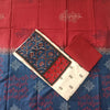 OFFWHITE & MAROON HANDLOOM COTTON - 3 PC SUIT SET- TOP,BOTTOM & DUPATTA