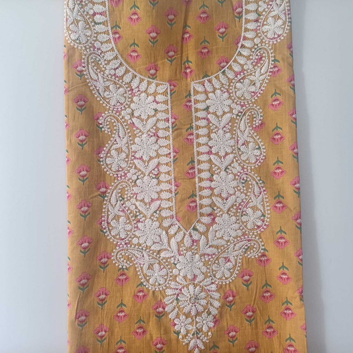 MUSTARD YELLOW - JAIPUR COTTON - 3 PC SUIT SET - TOP,BOTTOM & DUPATTA