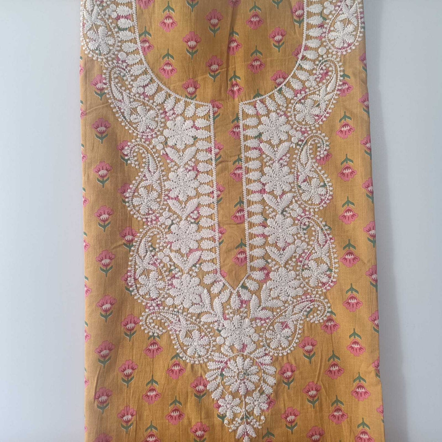 MUSTARD YELLOW - JAIPUR COTTON - 3 PC SUIT SET - TOP,BOTTOM & DUPATTA