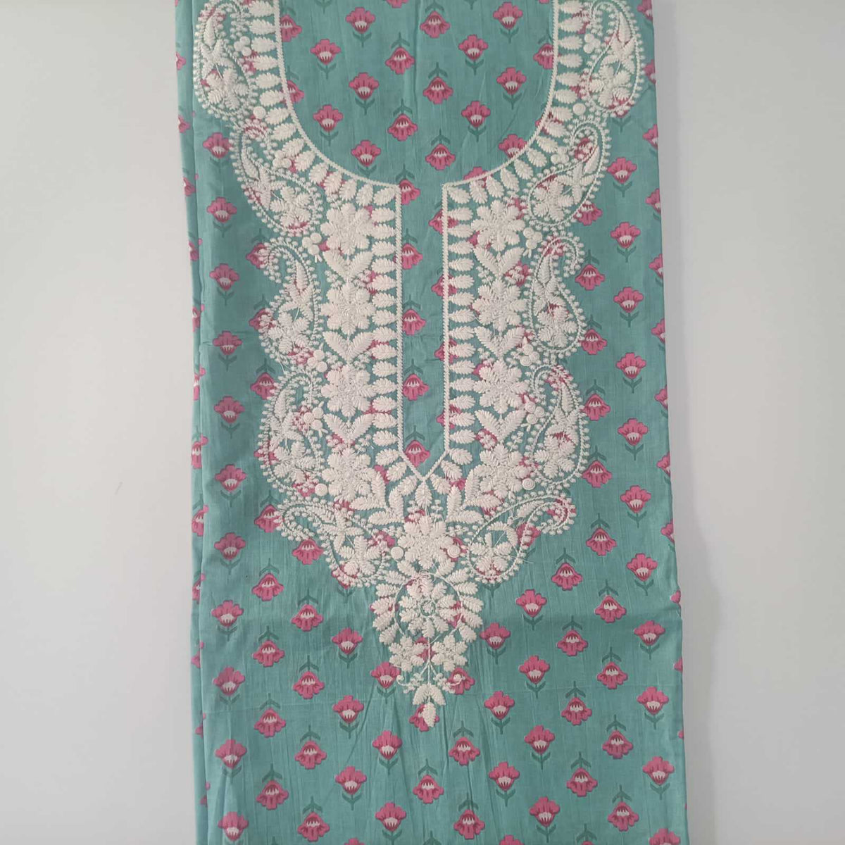 SEA BLUE - JAIPUR COTTON - 3 PC SUIT SET - TOP,BOTTOM & DUPATTA