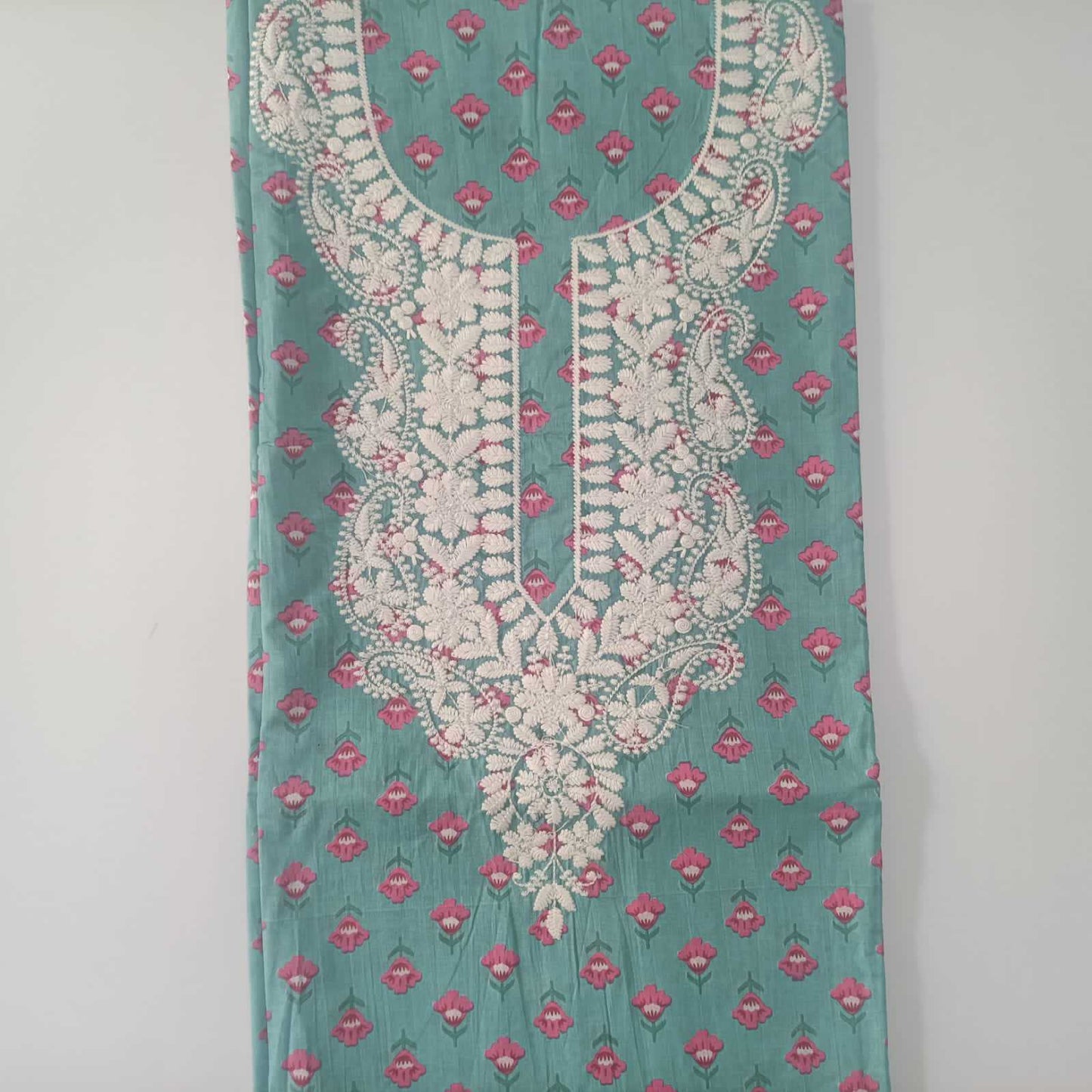 SEA BLUE - JAIPUR COTTON - 3 PC SUIT SET - TOP,BOTTOM & DUPATTA