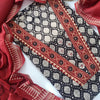 BLACK & MAROON - HANDLOOM COTTON - 3 PC SUIT SET - TOP,BOTTOM & DUPATTA