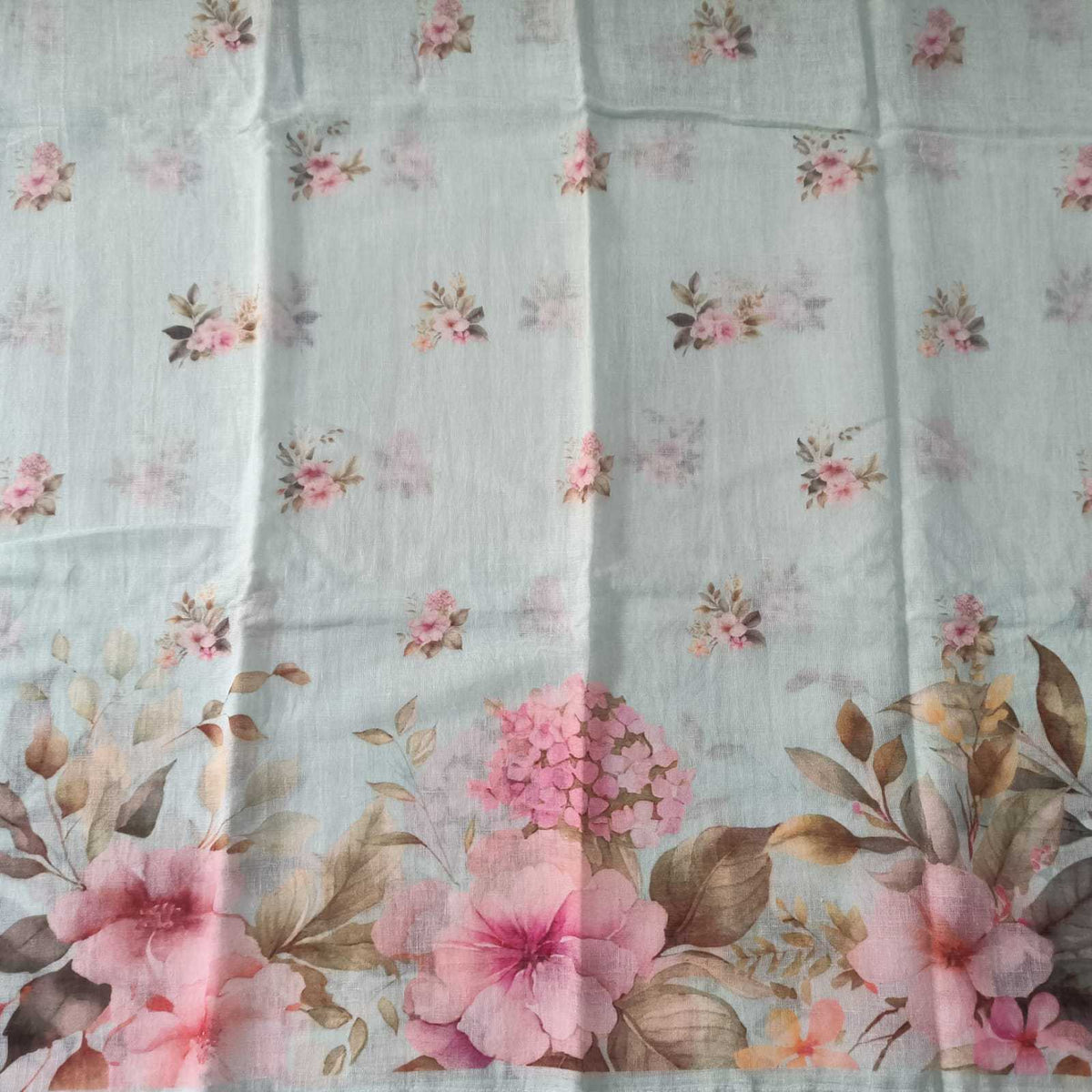 PASTEL BLUE - PREMIUM LINEN PRINTED SUIT SET