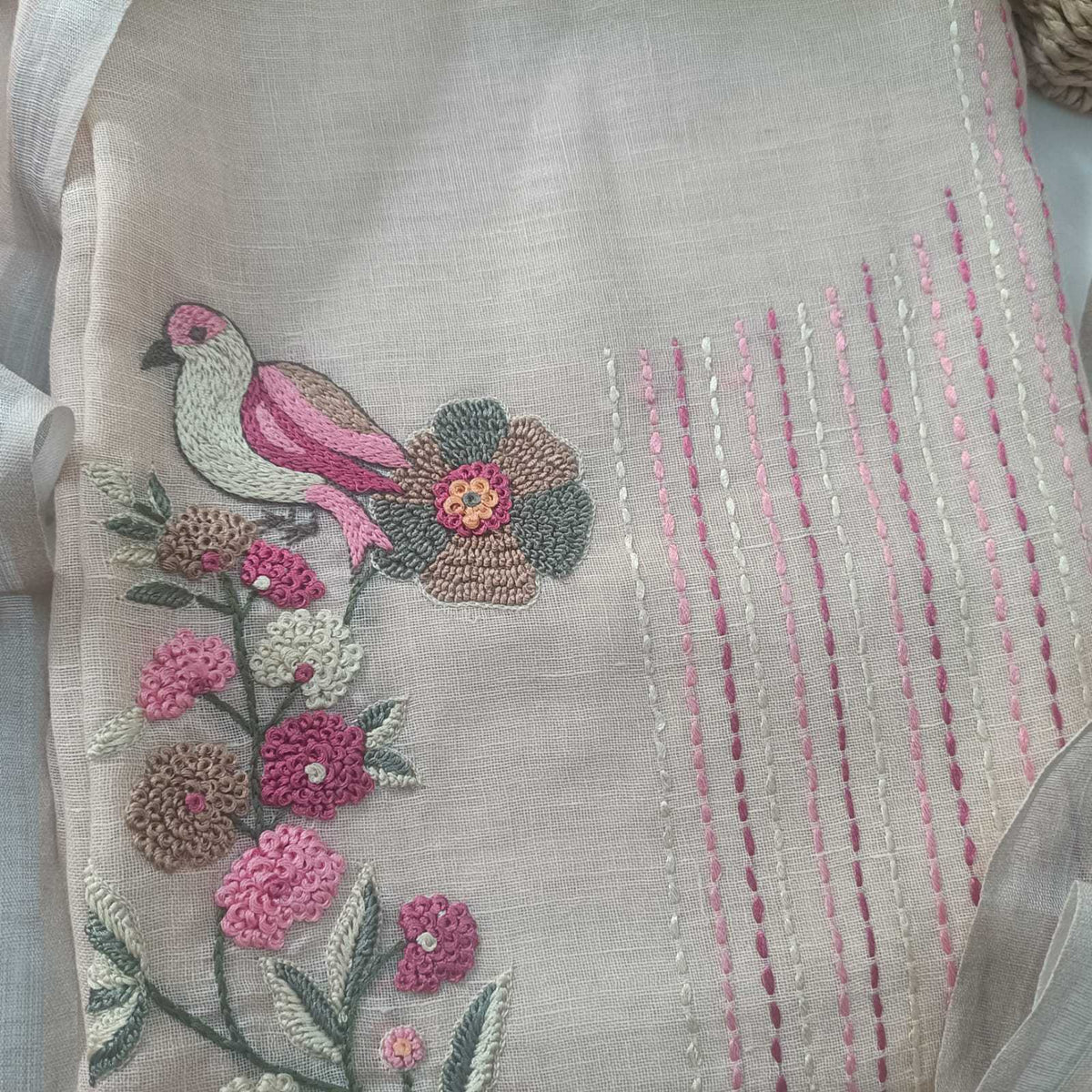 BIEGE CREAM - PREMIUM LINEN EMBROIDERED SUIT SET