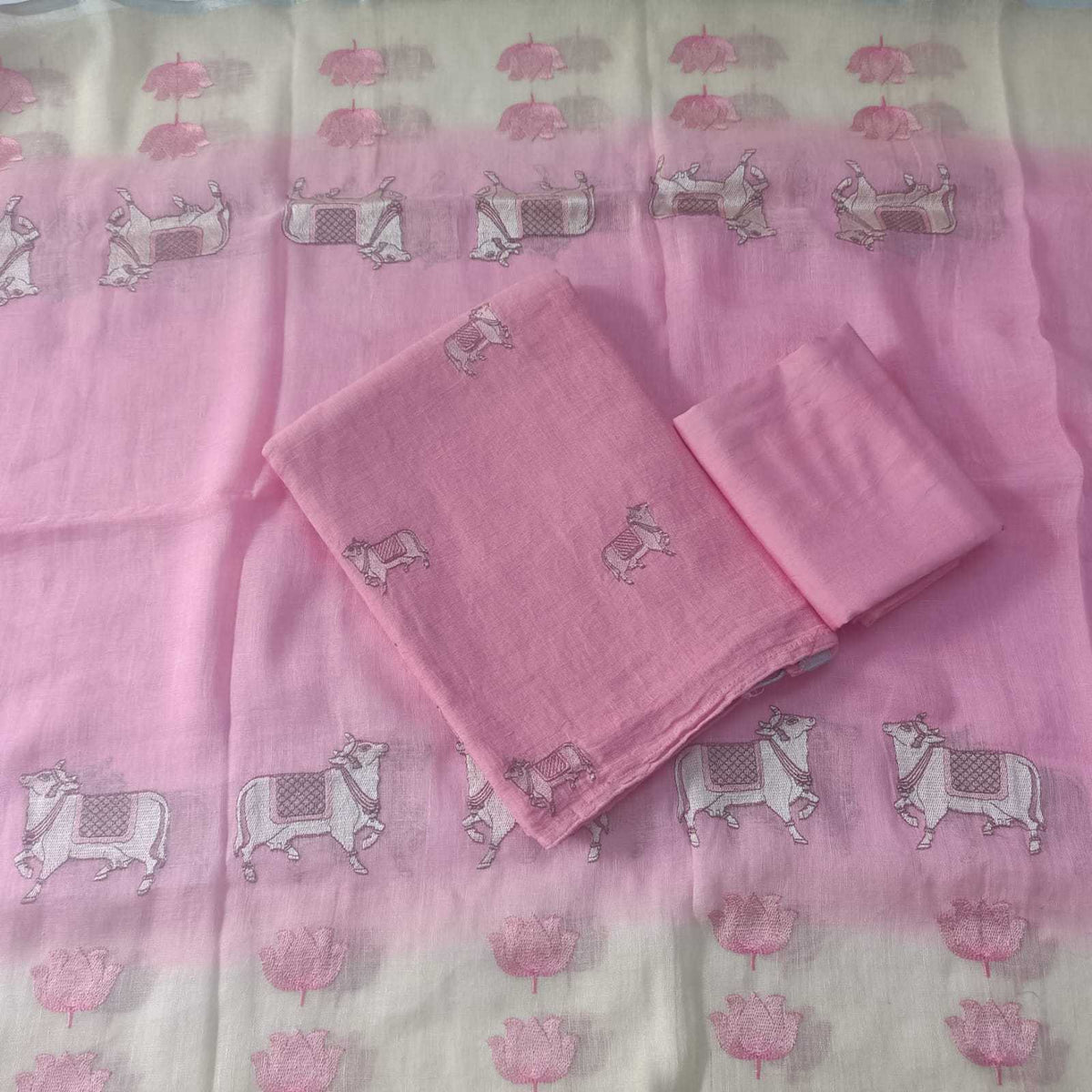 ROSE - PREMIUM LINEN PICHWAI EMBROIDERED SUIT SET