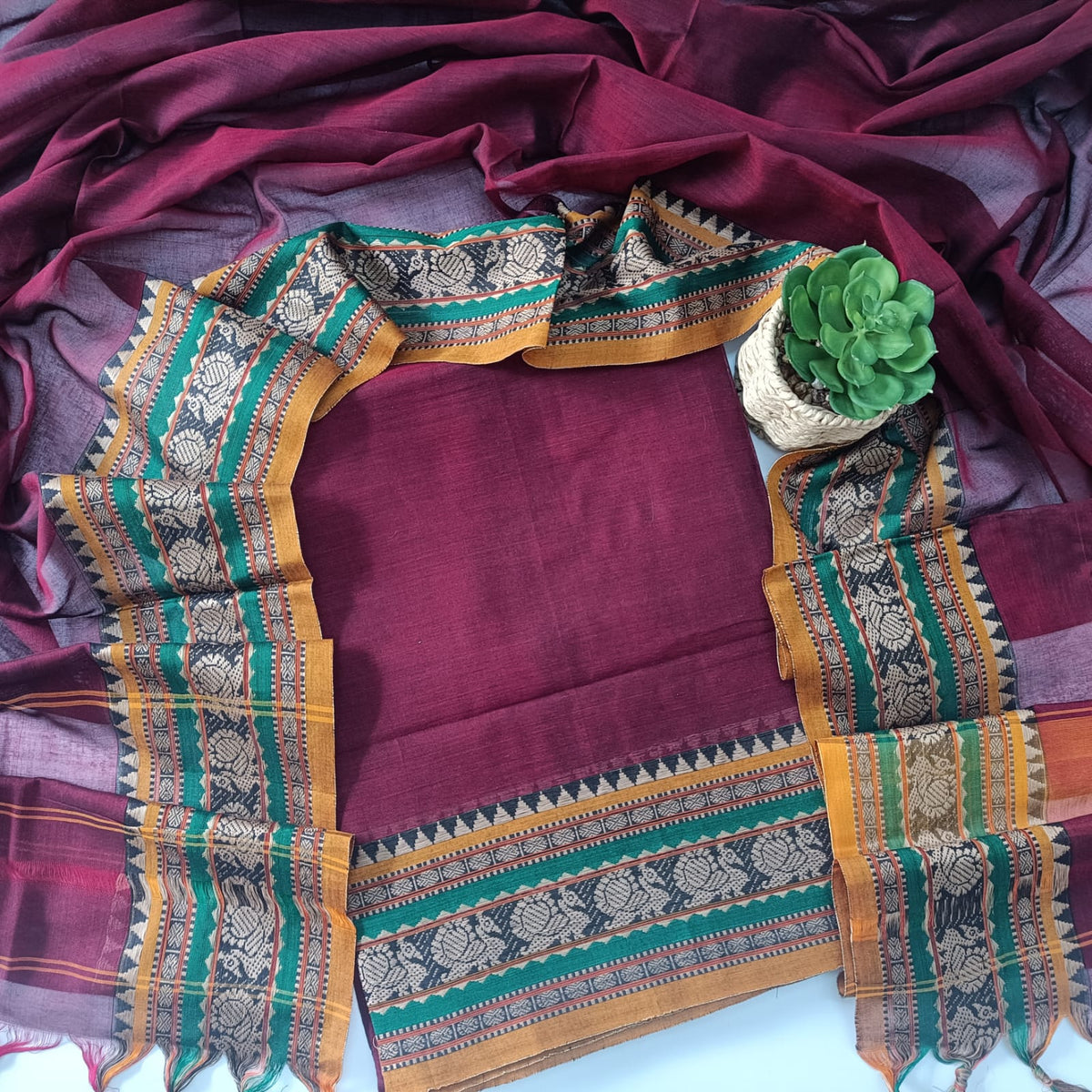 MAROON - DHARWAD COTTON SUIT SET