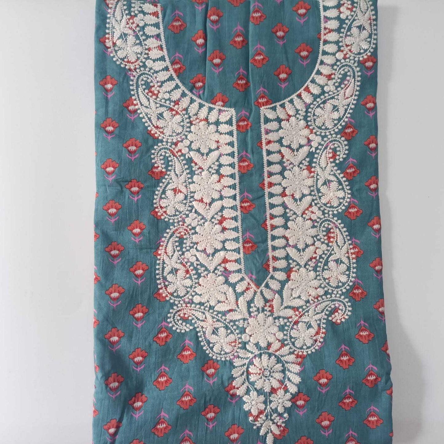 BLUE- JAIPUR COTTON - 3 PC SUIT SET - TOP,BOTTOM & DUPATTA