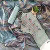 METALLIC BLUE - TISSUE LINEN  HANDWORKED SUIT SET