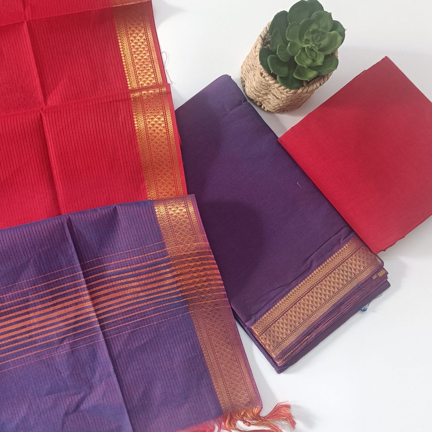 VIOLET & PINK - PURE MANGALAGIRI SUIT SET