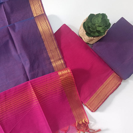 PINK & VIOLET - PURE MANGALAGIRI SUIT SET
