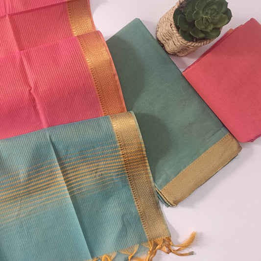GREY & PINK - PURE MANGALAGIRI SUIT SET