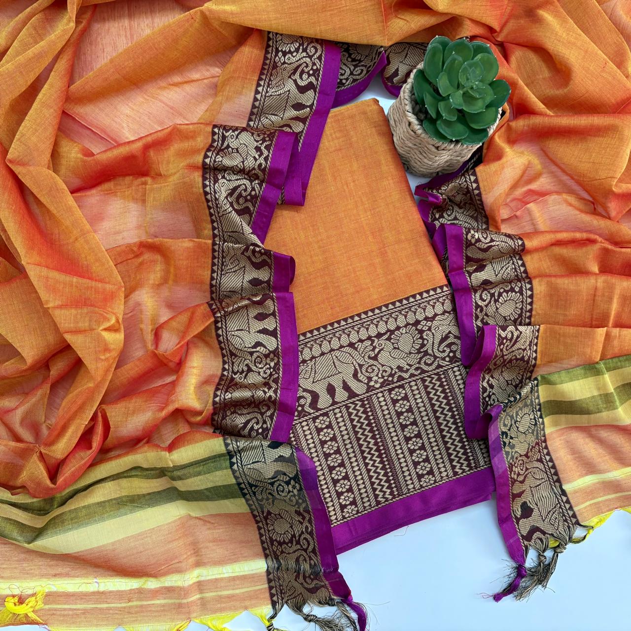MANGO YELLOW - NARAYANPET COTTON SUIT SET