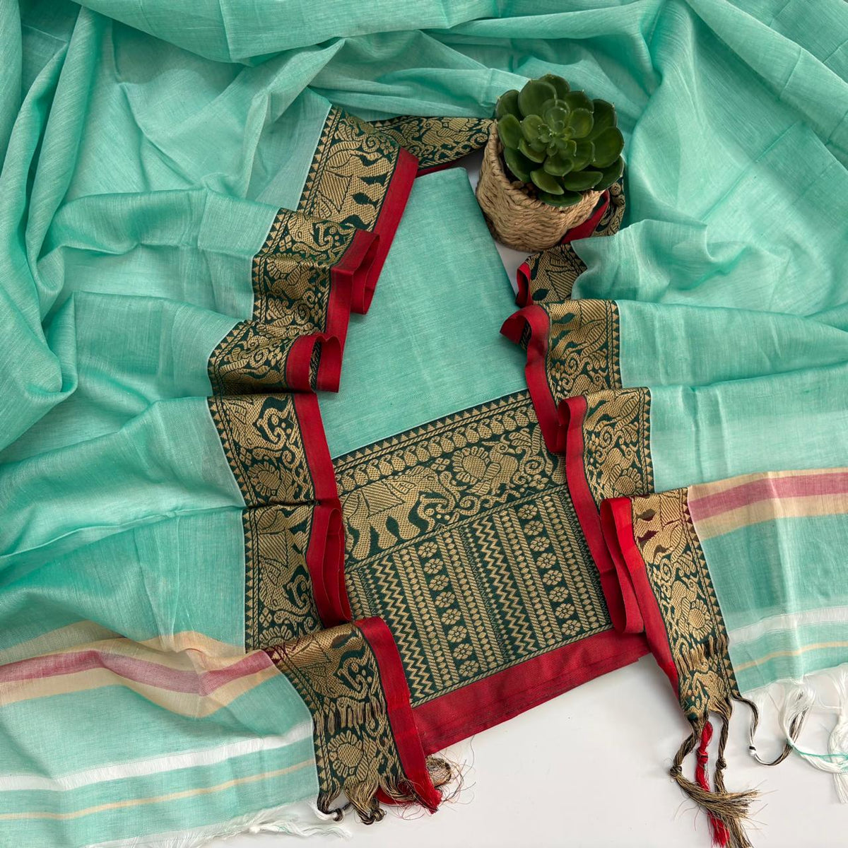 SEA GREEN - NARAYANPET COTTON SUIT SET