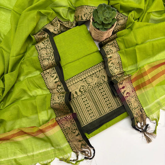 SAP GREEN - NARAYANPET COTTON SUIT SET